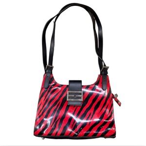 Y2K Zebra Print Patent Leather Shoulder Bag
